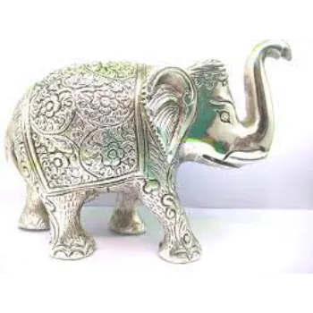 White Metal Elephant Statue 